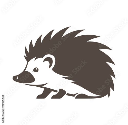 cute brown hedgehog with spiky quills on white background