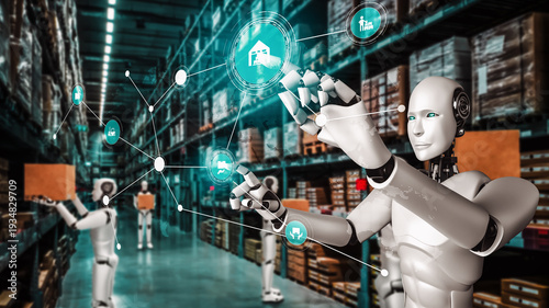 фотографія Innovative industry robot working in warehouse for human labor replacement
