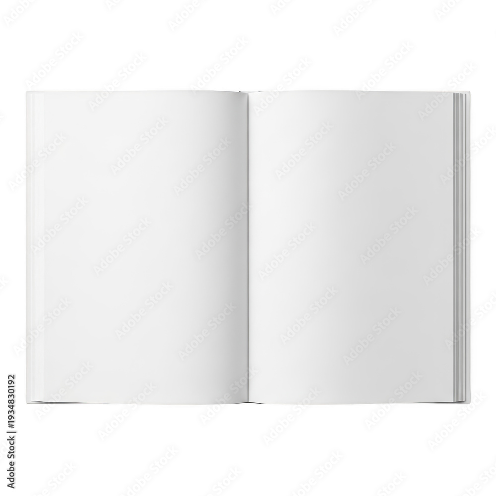 Naklejka premium A white book with two pages open isolated on white background