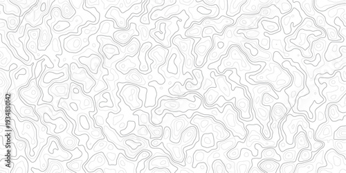 Gray abstract topographic map contours on white background