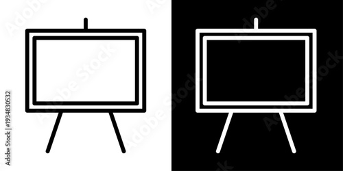 Blackboard icon in outline style showing classroom board with chalk lines, representing teaching, lessons, education system and academic learning environment.