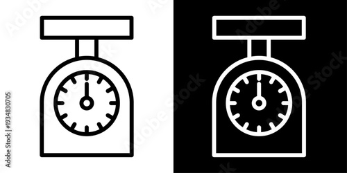Weight scale icon in outline style representing body weight measurement, fitness tracking and health monitoring for medical and wellness UI design.