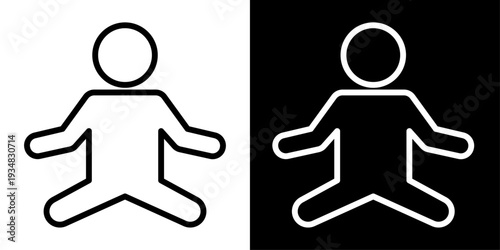 Yoga icon in outline style featuring person in meditation pose representing wellness, mindfulness, fitness and healthy lifestyle for web and app UI design.