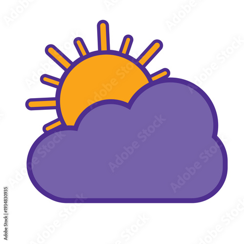 Vibrant Sun and Cloud Weather App Vector Icon for Startup UI