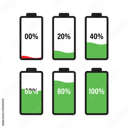 Modern Battery Health Indicator Icon Vector – Charging Level Status UI Symbol for Mobile App and Technology Design
