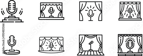 Microphone Icons Set - Singing, Podcasting, and Performance Symbols