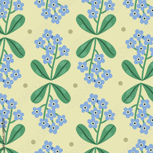 Forget Me Not Seamless Pattern Background