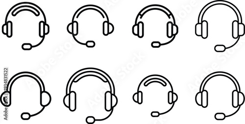 Headset Icons - Customer Service, Support, and Communication Symbols