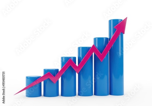 Three dimensional bar chart illustrates progressive growth with a vibrant upward trend line Free Download Three dimensional bar chart illustrates progressive growth with a vibrant upward trend line - GFXLoad