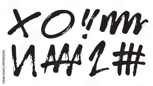 Handwritten grunge font and symbols, perfect for creative projects