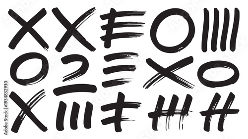 Collection of Hand-Drawn Grunge Brush Strokes, Marks, and Doodle Elements for Design