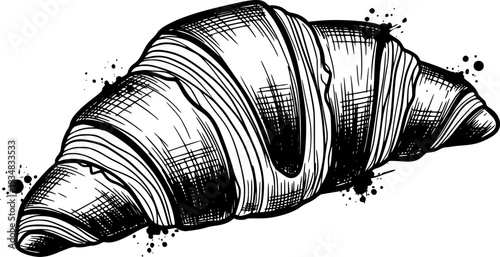 Delicious hand drawn ink sketch style croissant pastry perfect for bakery branding cafe menus restaurant advertisements and gourmet food publications