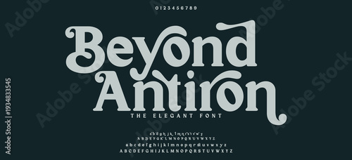 Beyond Classy elegant font, vintage type or luxury premium typeface, vector English royal alphabet. Classic typography in modern or old art deco style, serif letters for modern or retro poster font