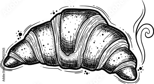 Delicious hand drawn ink sketch style croissant pastry perfect for bakery branding cafe menus restaurant advertisements and gourmet food publications