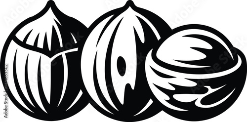 Assorted Nut Collection Isolated on White, Organic Hazelnut and Fruit Outline for Packaging