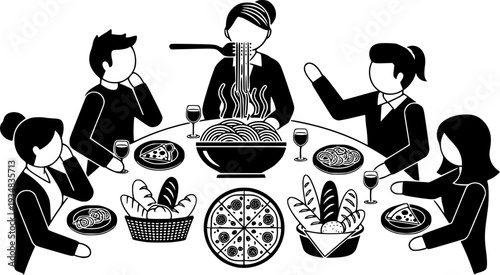 Group of individuals enjoying a delightful Italian dinner