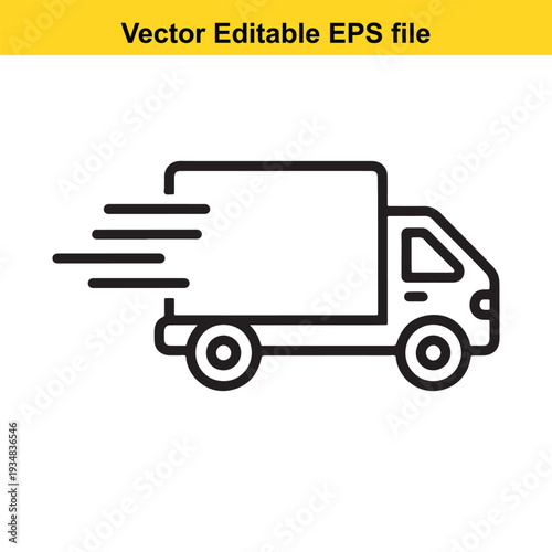 Delivery Truck Icon Vector Illustration on White Background