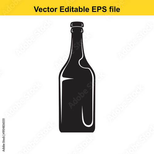 Black Bottle Silhouette Icon Vector Illustration