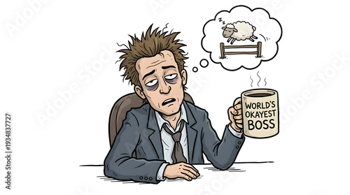 Man Drinking Worlds Worst Boss Coffee.