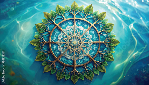 Circular Mandala Design Based on Mangrove Root Patterns - Radial Symmetry Illustration