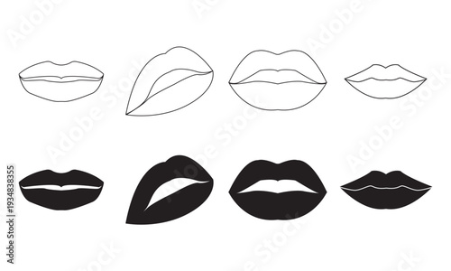 Set Of Lips Icon, Simple Icon Vector Design, best used for presentation, application, web and banner