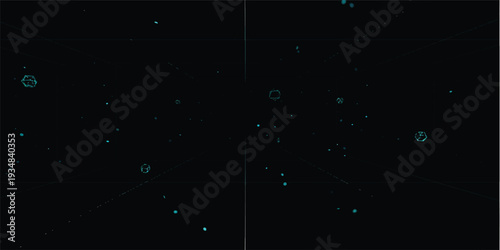Abstract blue background with magic gold stars and bright light particles creates a festive Christmas night design over dark space