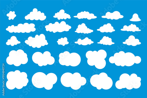White clouds collection seamless pattern blue sky background vector illustration