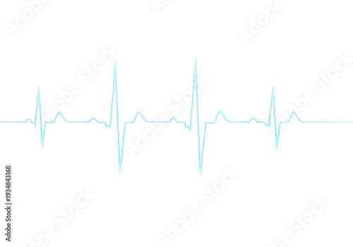 Blue electrocardiogram line graph with heartbeat pattern isolated on transparent background