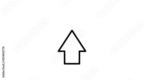 Upward-moving arrow animation in motion graphics with a transparent background.