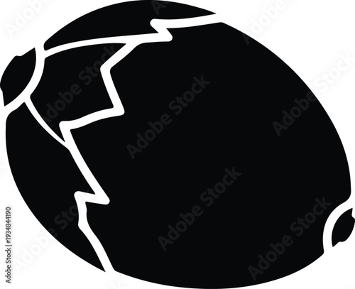 Silhouette cracked fresh tropical coconut fruit healthy natural graphic vector illustration