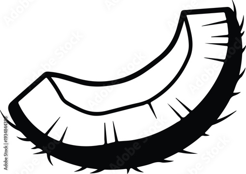 Silhouette Fresh Coconut Piece Tropical Healthy Food Organic Drink vector illustration