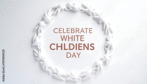 White figurines form a circle around the text 