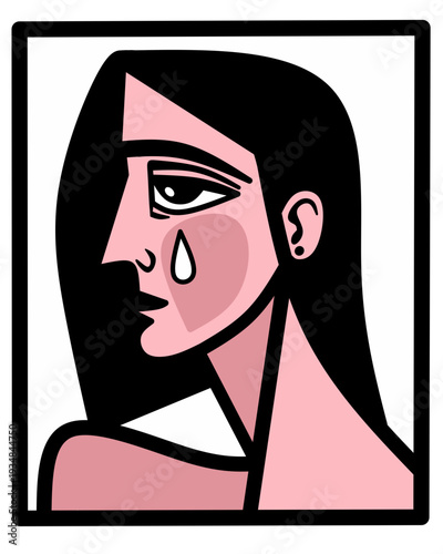 Tristeza cubista mujer.