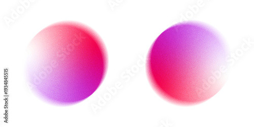 Set color circle gradient noise gradation. Abstract colorful watercolor blur mesh on isolated transparent background. Circle shape png. Gradient aura, grain neon blob noise effect vector illustration.