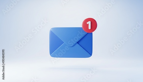 Blue Email Envelope with Red Notification Badge