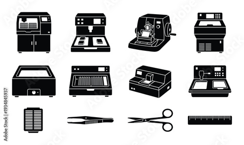 Automated lab equipment for clinical chemistry analysis with test tubes in sample container for assays