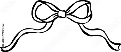 Decorative Ribbon Bow Outline Hand Drawn