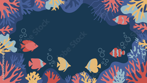 Ocean coral reef fish frame