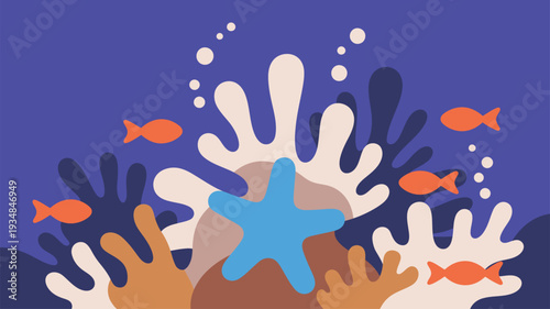 Ocean floor marine life illustration