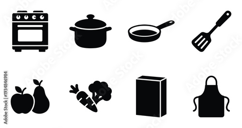Kitchen utensils and cookware vector set useful for culinary related design needs very simple and modern