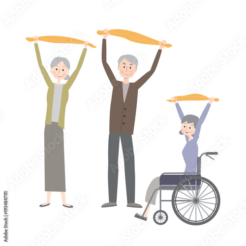 健康体操をするシニア