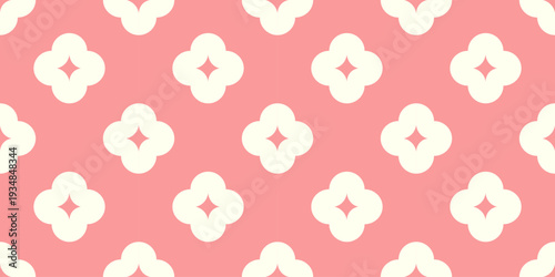 A seamless vector image depicting pink clouds and flowers, perfect for use as wallpaper, children's fashion illustration background, and summer, tropical-style fabric patterns.