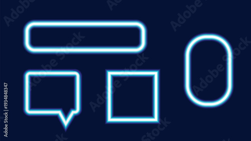 Neon Frames Glow on Dark Background Vector.