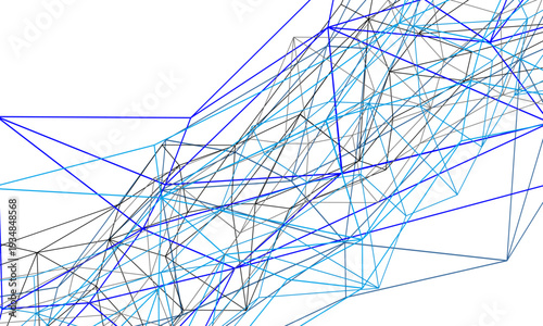 Abstract blue and black plexus network of connected lines.