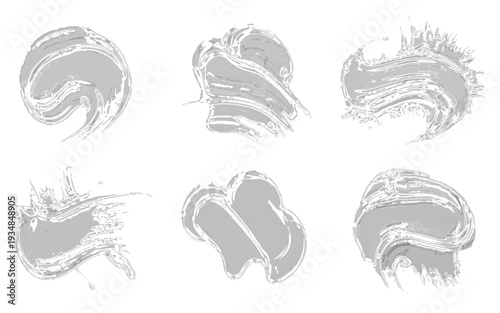 Abstract Paint Swirls And Brush Stroke Texture Set For Creative Backgrounds And Modern Art.