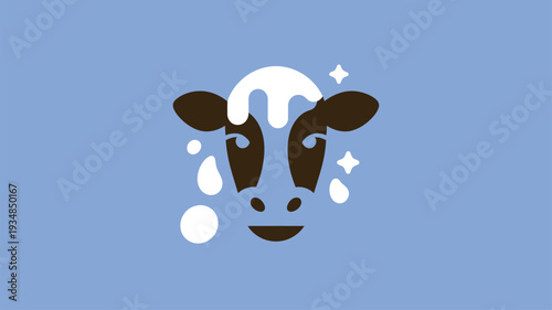 Cow face milk dairy icon