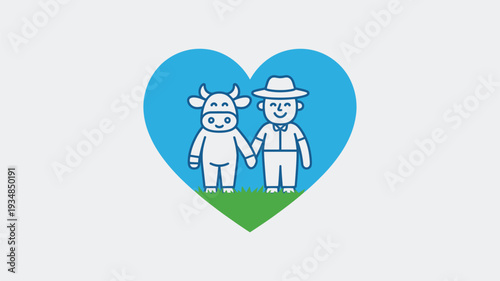 Cow farmer love heart outline