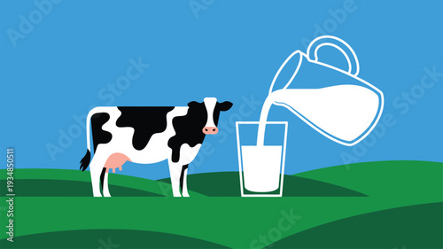 Cow Milk Jug Pouring Glass