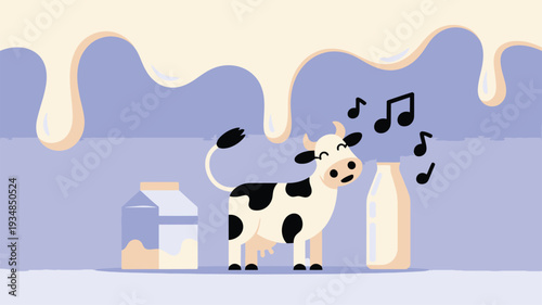 Cow Milk Products Cartoon