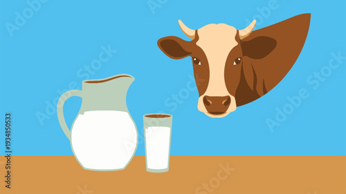 Cow milk pitcher glass